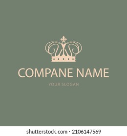 corona real, con delgados monogramas. logo elegante y limpio