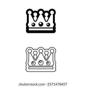  Royal Crown Vector Icon - Black and White Minimalist Design.