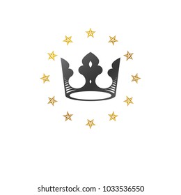 Royal Crown vector illustration. Heraldic decorative logo. Ornate logotype isolated on white background.
