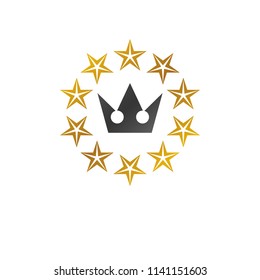 Royal Crown vector illustration. Heraldic decorative logo. Antique logotype isolated on white background.