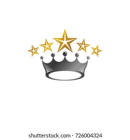 Royal Crown vector illustration. Heraldic decorative logo. Retro logotype isolated on white background.
