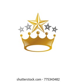 Royal Crown vector illustration. Heraldic decorative logo. Retro logotype isolated on white background.