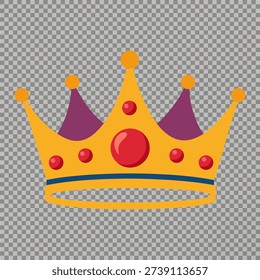 Royal Crown Vector Illustration Isolated on Transparent Background
