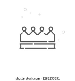 Royal Crown Vector Line Icon. Luxury, Success Symbol, Pictogram, Sign. Light Abstract Geometric Background. Editable Stroke. Adjust Line Weight. Design with Pixel Perfection.