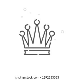 Royal Crown Vector Line Icon. Luxury, Success Symbol, Pictogram, Sign. Light Abstract Geometric Background. Editable Stroke. Adjust Line Weight. Design with Pixel Perfection.