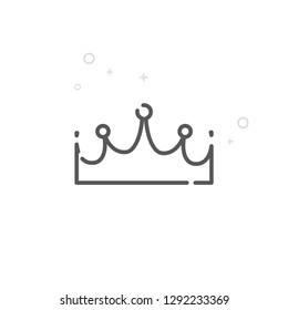 Royal Crown Vector Line Icon. Luxury, Success Symbol, Pictogram, Sign. Light Abstract Geometric Background. Editable Stroke. Adjust Line Weight. Design with Pixel Perfection.