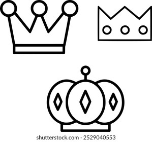 Conjunto de Vector Royal Crown | Diadema, Corona, Tiara, Círculo, Coroneta, Tocado, Regalia, Laurel, Corona, Yelmo, Cetro | Majestic Headpiece Diseños para Regalías y Ilustraciones Regal