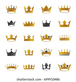 Royal Crowns ancient emblems elements set. Heraldic vector design elements collection. Retro style label, heraldry logo.