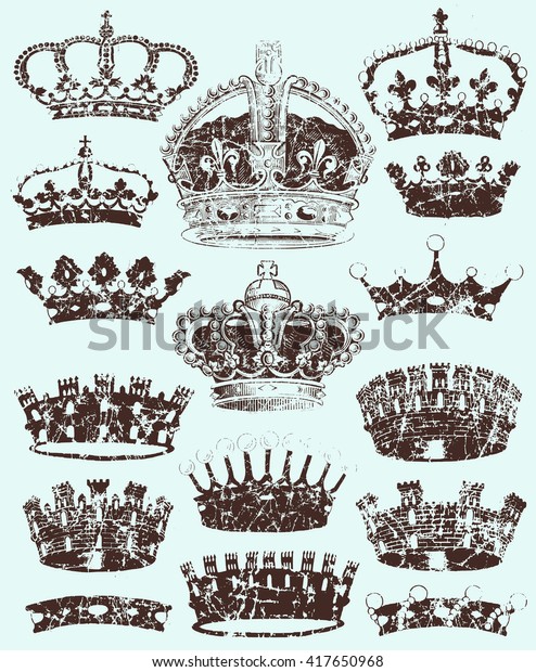 Royal Crowns Cracked Style Stock Vector (Royalty Free) 417650968 ...