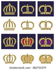 Royal crowns set in negative and positive format.