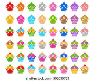 Royal Cupcake Set Vector Illustrations