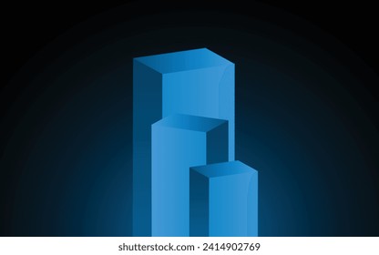 Royal Cyan Blue Podium with Black and Cyan Blue Radial Background