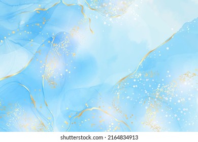 Acuarela real de mármol líquido de caña cyan con fondo de agua con líneas blancas y manchas de pincel. Efecto de dibujo de la tinta de alcohol de color turquesa. Fondo de ilustración vectorial, invitación a boda acuarela