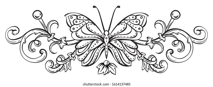 Royal decorative vector element with butterfly
