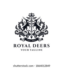 Royal Deer Crest Logo Template