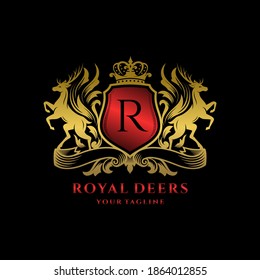 Royal Deer Crest Logo Template