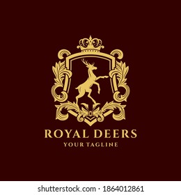 Royal Deer Crest Logo Template