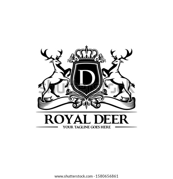 ロイヤル鹿のロゴ 紋章ロゴ 関連するロゴブランドのテーマ活動または会社用 のベクター画像素材 ロイヤリティフリー