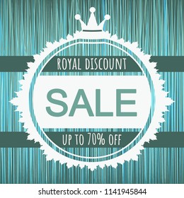 Royal Descount stamp. Big sale offer. Vector image.