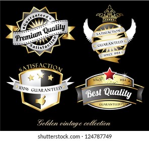 royal design blue labels in retro vintage style with crowns and wings