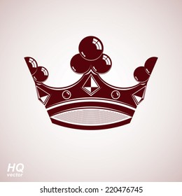 Royal design element, regal icon. Vector majestic crown, luxury stylized coronet illustration. King and queen regalia Ã?Â¢?? imperial eps8 symbol.