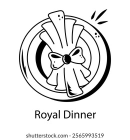 A royal dinner icon in doodle style