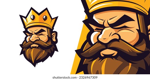 Royal Domination: Fat King with Crown Logo - Vector Graphic for E-Sport Gaming