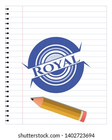 Royal draw with pen effect. Blue ink. Vector Illustration. Detailed.