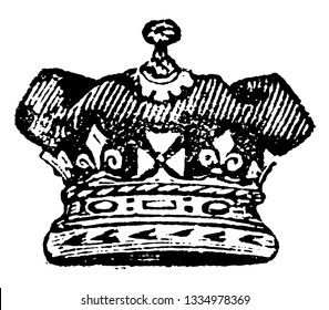 Royal Duke Coronet is a coronet never has arches, vintage line drawing or engraving illustration.