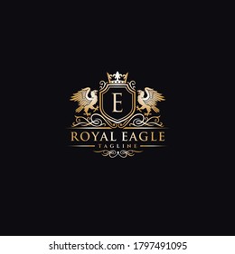 Royal Eagle Logo - Luxury Initial Logo - Elegant crest monogram vector template design for hotel, fashion, boutique and brand identity