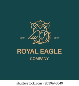 royal eagle logo template with line style