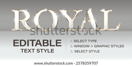 Royal editable text effect, golden premium graphic style template. Customizable elite typographic style. Vector illustration