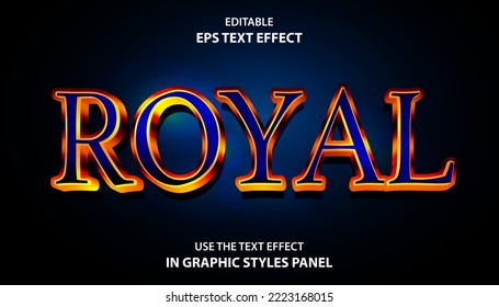 Royal editable text effect template, Blue gradient with luxury golden element font effect style