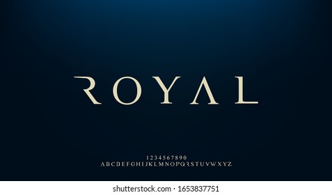 Royal, an elegant alphabet font and number. Premium uppercase fashion Design typography. vector illustration