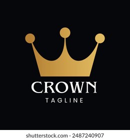 Royal Elegant Gold Crown Logo and Luxurious Majestic Design on Black Background