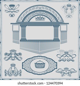 royal element engraving banner and monogram