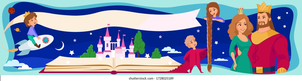 Royal family and big book cover concept illustration