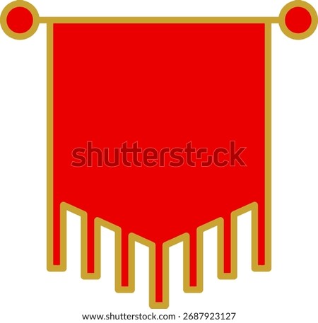 Royal flags icon set. Medieval banners and trophy luxury fantasy, medieval battle flags. Hanging royal banner, castle wall flags vector illustration. Cartoon regal flagstaff for UI game app design.