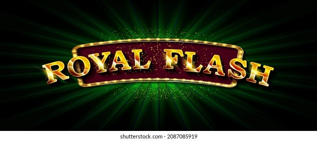 royal flash banner. Beautiful greeting card scratched calligraphy black text gold color. Hand drawn invitation T-shirt print design.Handwritten modern brush lettering white background isolated vector
