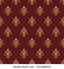 Royal fleur de lis floral seamless pattern vector - Sarees designs