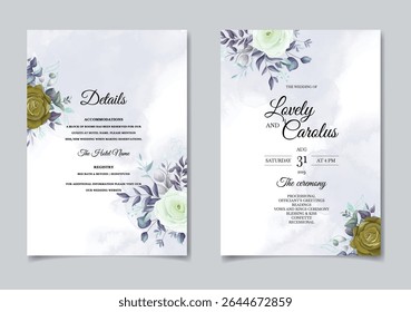 Royal Floral and Elegant Wedding Card. Illustrator and designer. Wedding Invites, save the date, Birthday Invites, Video Invites, E-Cards.