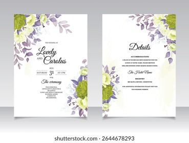 Royal Floral and Elegant Wedding Invitation Card. Illustrator and designer. Wedding Invites, save the date, Birthday Invites, Video Invites, E-Cards.