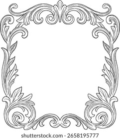 Ilustración de marco y borde de patrón floral real
