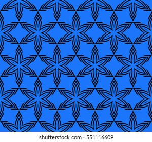 royal floral seamless pattern. Luxury ornament for wallpaper, invitation. Vector illustration. black on blue.