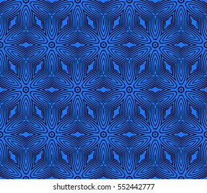 royal floral seamless pattern. Luxury ornament for wallpaper, invitation. Vector illustration. black on blue.