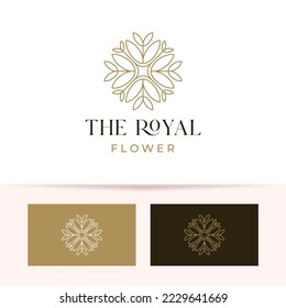 Royal Flower Line Logo Icon Vector Illustration