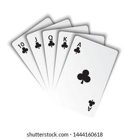 Royal Flush Clubs On White Background Stock Vector (Royalty Free ...