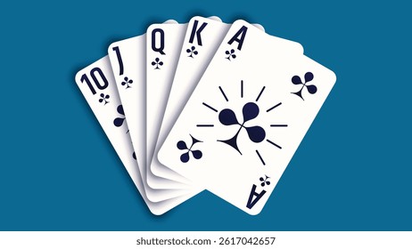Royal Flush Clubs Playing Cards Illustration