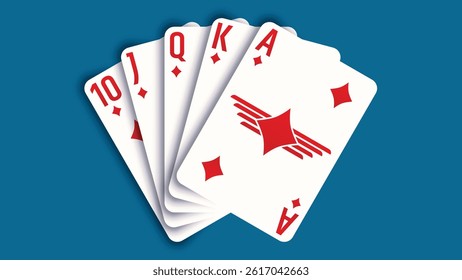 Royal Flush Diamond Playing Cards Illustration