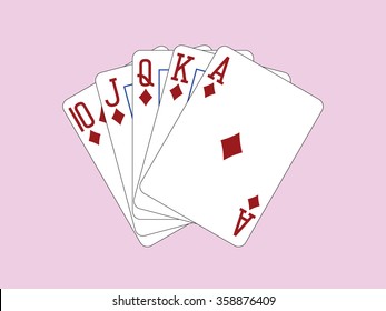 Royal Flush Of Diamonds Vector Illustration